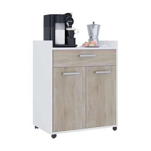 Caisson Roulant Ansel 56238 Blanc/sonoma 60x40cm Avec Tiroirs