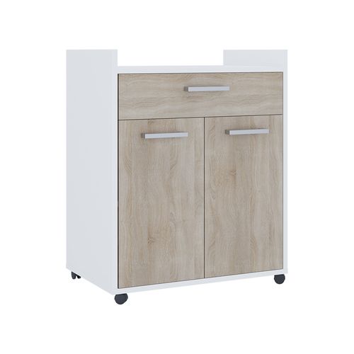 Caisson Roulant Ansel 56238 Blanc/sonoma 60x40cm Avec Tiroirs