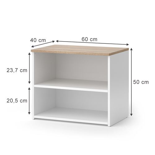 Meuble TV Wido 56263 Blanc/sonoma 60x50cm Avec 2 Compartiments
