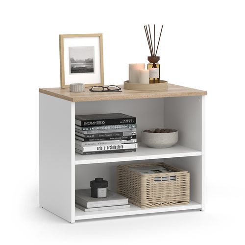 Meuble TV Wido 56263 Blanc/sonoma 60x50cm Avec 2 Compartiments