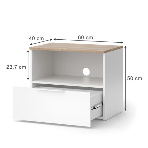 Meuble TV Wido 56265 Blanc/sonoma 60x50cm Avec Tiroir
