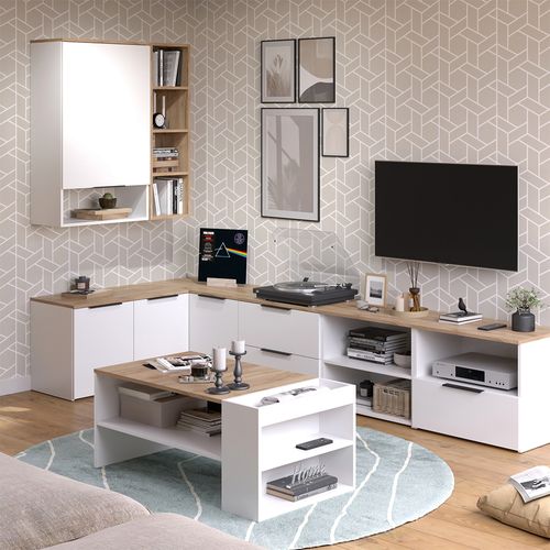 Meuble TV Wido 56265 Blanc/sonoma 60x50cm Avec Tiroir
