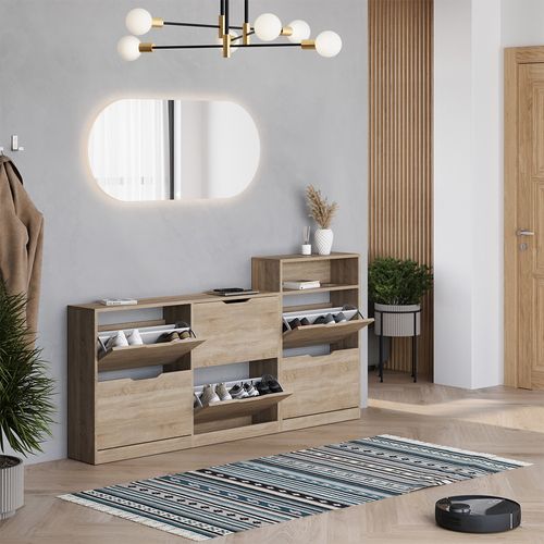 Benne à Chaussures Luca 56272 Sonoma 116.6x72.5cm Avec 4 Compartiments