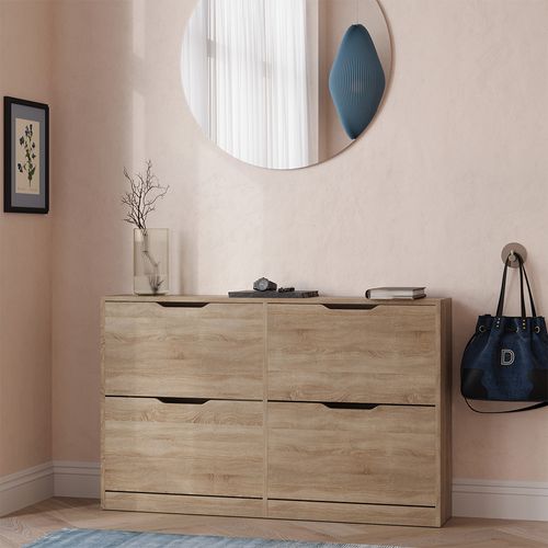 Benne à Chaussures Luca 56272 Sonoma 116.6x72.5cm Avec 4 Compartiments