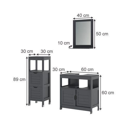 Meubles Bain Vilda 56280 Gris 3 Pièces