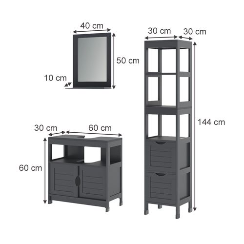 Meubles Bain Vilda 56281 Gris 3 Pièces