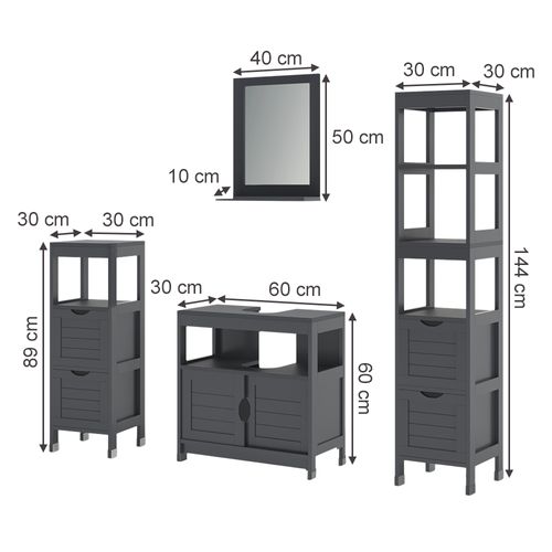 Meubles Bain Vilda 56282 Gris 4 Pièces