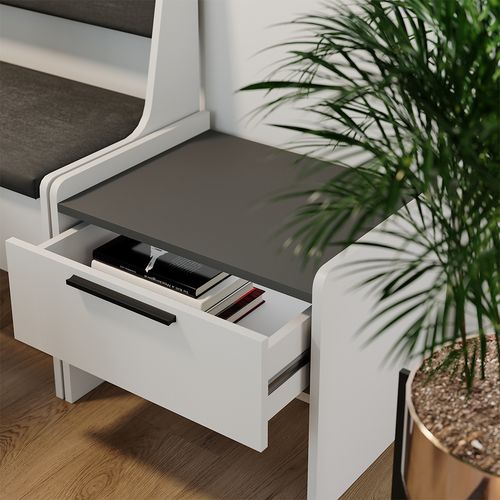 Banquette De Salle à Manger Roman 56283 Blanc 53.5x41.1cm Avec 1 Tiroir