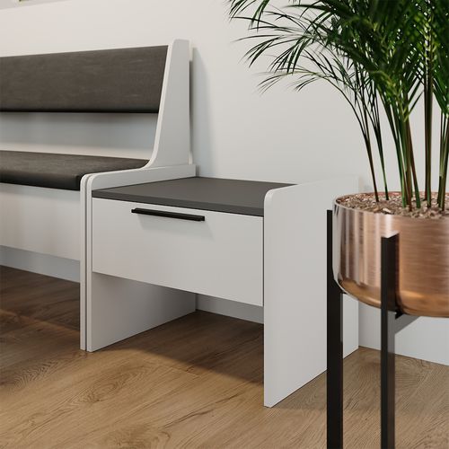 Banquette De Salle à Manger Roman 56283 Blanc 53.5x41.1cm Avec 1 Tiroir