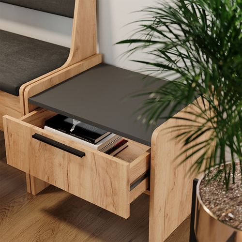 Banquette De Salle à Manger Roman 56285 Sable Chêne 53.5x41.1cm Avec 1 Tiroir