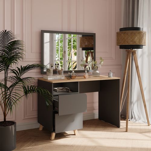 Coiffeuse Karen 56298 Anthracite/artisan 110cm Avec Tiroirs