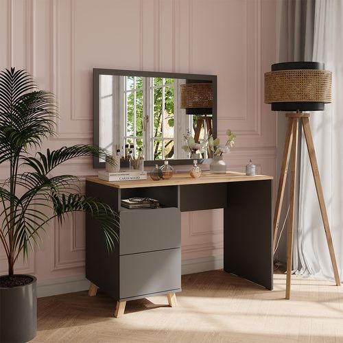 Coiffeuse Karen 56298 Anthracite/artisan 110cm Avec Tiroirs