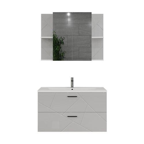 Ensemble De Meubles De Salle De Bains Irma 56337 Blanc/blanc Brillant 3 Pièces