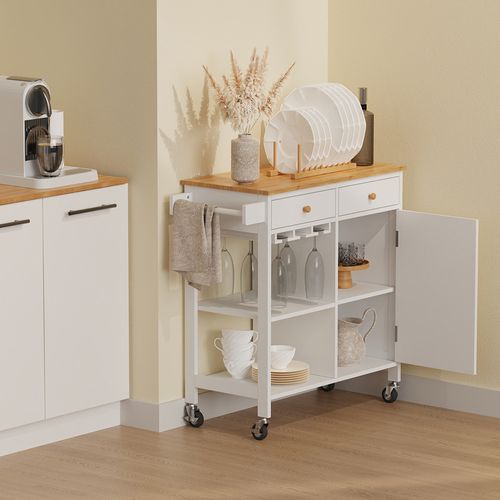 Chariot De Cuisine Trayz 56363 Blanc 89x87cm Avec Roulettes