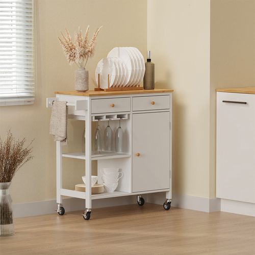 Chariot De Cuisine Trayz 56363 Blanc 89x87cm Avec Roulettes