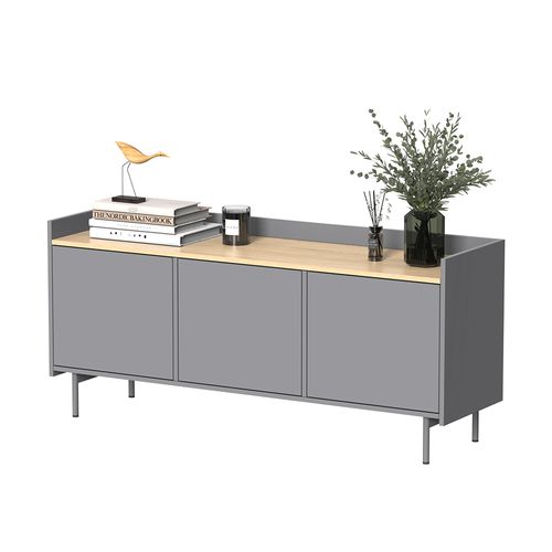 Meuble TV Velina 56364 Gris 140x63cm Avec 3 Portes