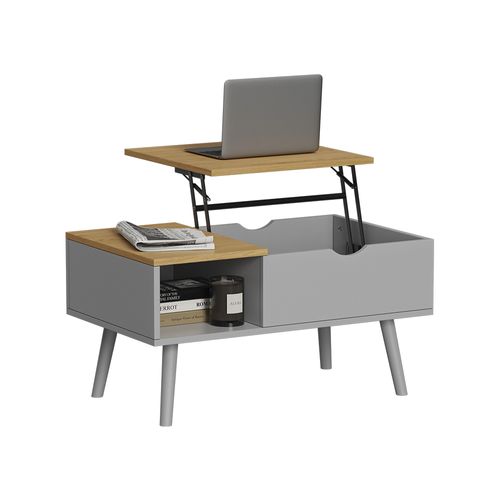 Table Basse Stora 56373 Gris 76x45cm Avec Fonction De Levage