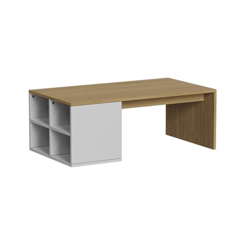 Table Basse Kivo 56374 Blanc 90x50cm Avec 4 Compartiments Ouverts