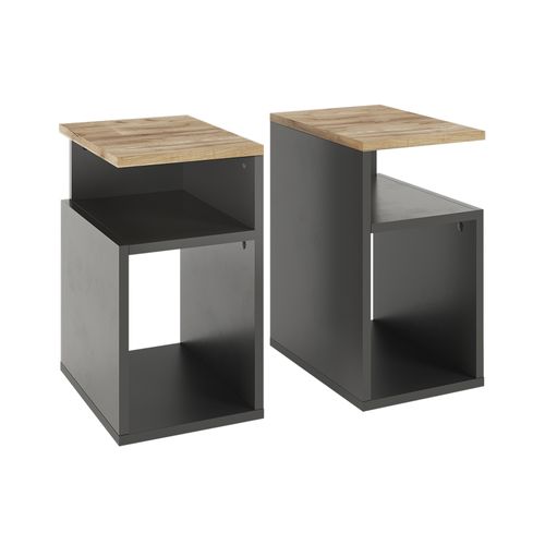 Table De Nuit Elios 56383 Anthracite/chêne Doré Lot De 2