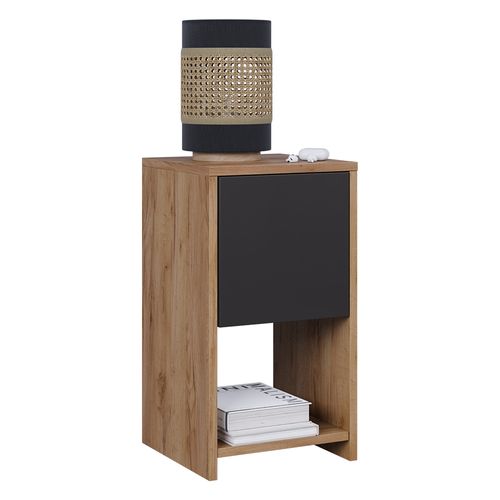 Table De Nuit Evo 56385 Chêne Doré/anthracite 30x55cm Avec 3 Tiroirs