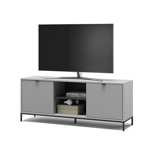 Meuble TV Eliza 56402 Gris 150x60cm Avec 2 Portes
