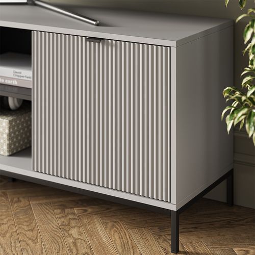 Meuble TV Eliza 56402 Gris 150x60cm Avec 2 Portes