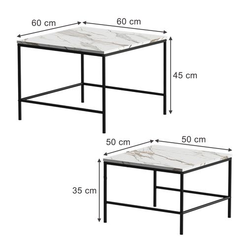 Set De Tables Basses Ramio 56411 Blanc/noir 60x60cm 2 Pièces