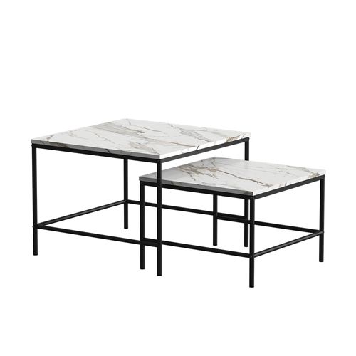 Set De Tables Basses Ramio 56411 Blanc/noir 60x60cm 2 Pièces