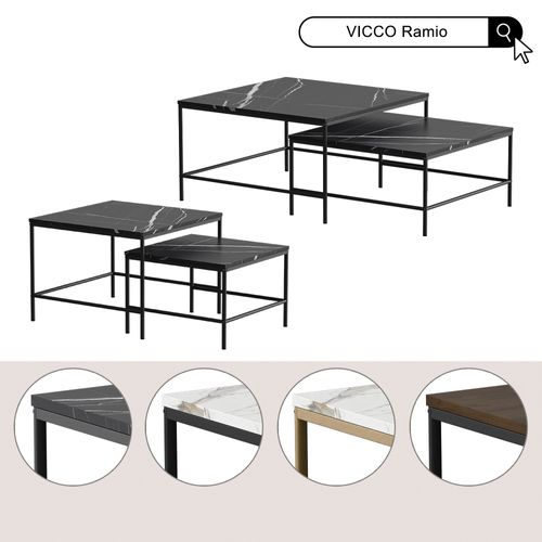 Set De Tables Basses Ramio 56411 Blanc/noir 60x60cm 2 Pièces