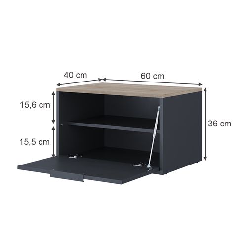 Commode Betti 56434 Anthracite/sonoma 60x36cm Avec Portes