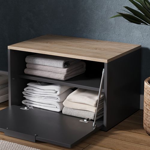Commode Betti 56434 Anthracite/sonoma 60x36cm Avec Portes