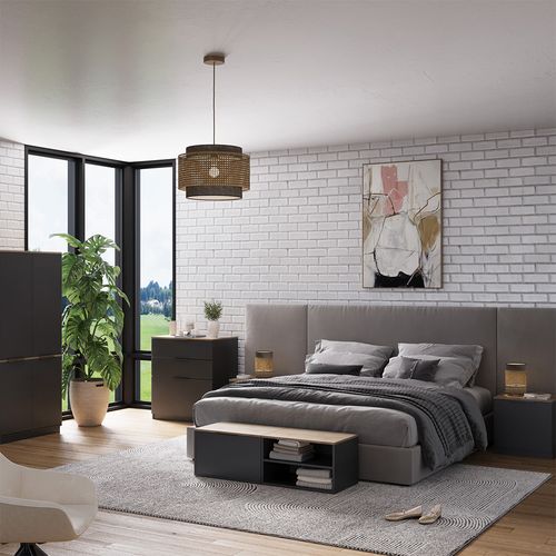 Commode Betti 56434 Anthracite/sonoma 60x36cm Avec Portes