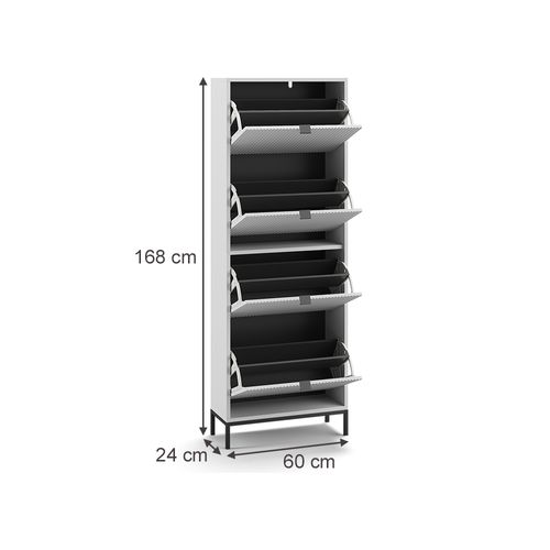 Benne à Chaussures Eliza 56436 Blanc 60x168cm Avec 4 Tiroirs Pliants