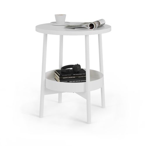 Table Basse Riono 56455 Blanc 40x40cm Avec Espace De Stockage Supplémentaire