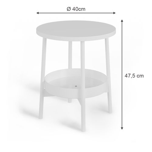 Table Basse Riono 56455 Blanc 40x40cm Avec Espace De Stockage Supplémentaire