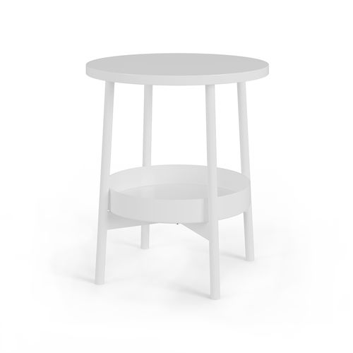 Table Basse Riono 56455 Blanc 40x40cm Avec Espace De Stockage Supplémentaire