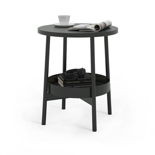 Table Basse Riono 56456 Noir 40x40cm Avec Espace De Stockage Supplémentaire