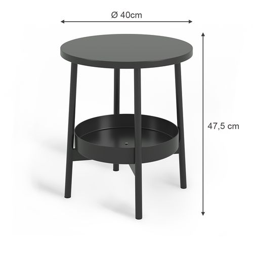 Table Basse Riono 56456 Noir 40x40cm Avec Espace De Stockage Supplémentaire