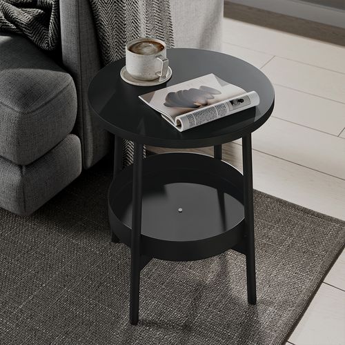 Table Basse Riono 56456 Noir 40x40cm Avec Espace De Stockage Supplémentaire