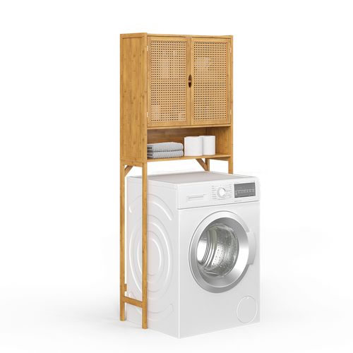 Armoire Machine à Laver Liora 56457 Bambou 66x168cm Avec 2 Portes