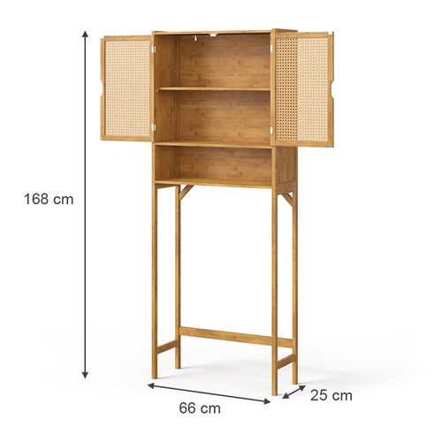Armoire Machine à Laver Liora 56457 Bambou 66x168cm Avec 2 Portes