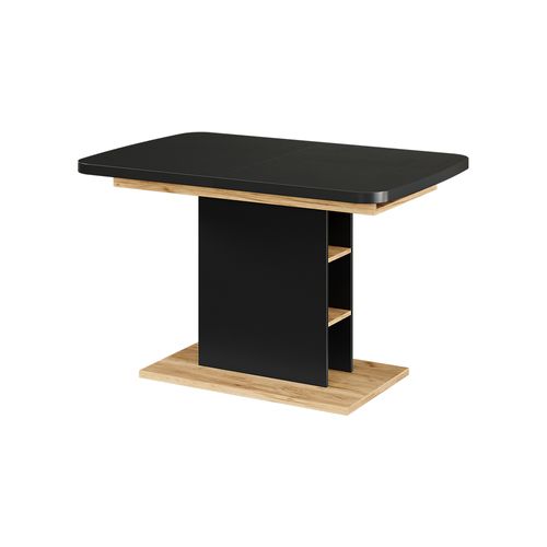 Table à Manger Extensible Fenaro, Chêne Noir/force De Lor, 120/160x80cm Avec Compartiments Ouverts