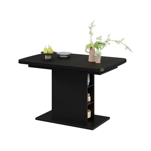 Table à Manger Extensible Fenaro, Noir, 120/160x80cm Avec Compartiments Ouverts