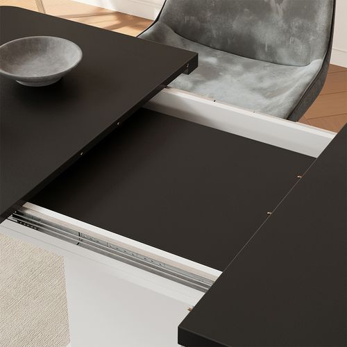 Table à Manger Extensible Fenaro, Noir/blanc, 120/160x80cm Avec Compartiments Ouverts