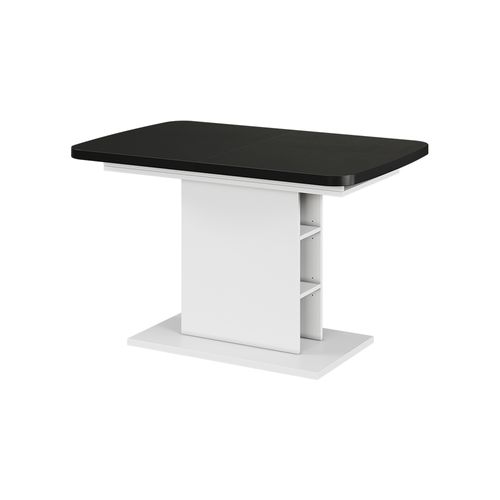 Table à Manger Extensible Fenaro, Noir/blanc, 120/160x80cm Avec Compartiments Ouverts