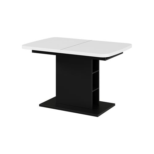 Table à Manger Extensible Fenaro, Blanc/noir, 120/160x80cm Avec Compartiments Ouverts