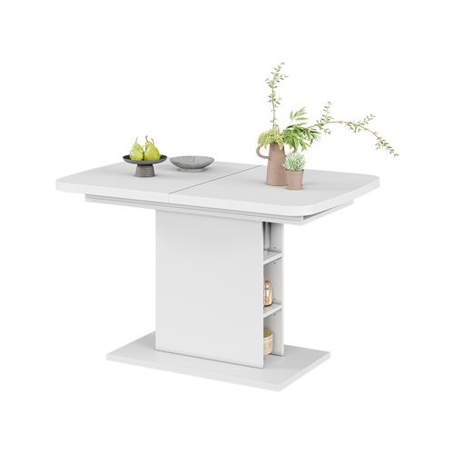 Table à Manger Extensible Fenaro, Blanc, 120/160x80cm Avec Compartiments Ouverts