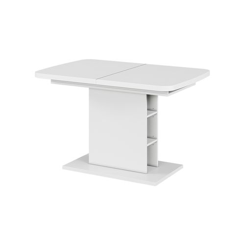 Table à Manger Extensible Fenaro, Blanc, 120/160x80cm Avec Compartiments Ouverts