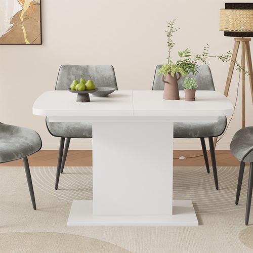 Table à Manger Extensible Fenaro, Blanc, 120/160x80cm Avec Compartiments Ouverts