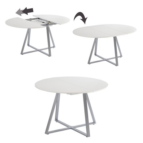 Table De Salle à Manger Loyd 56516 Blanc/gris 120x120cm Extensible